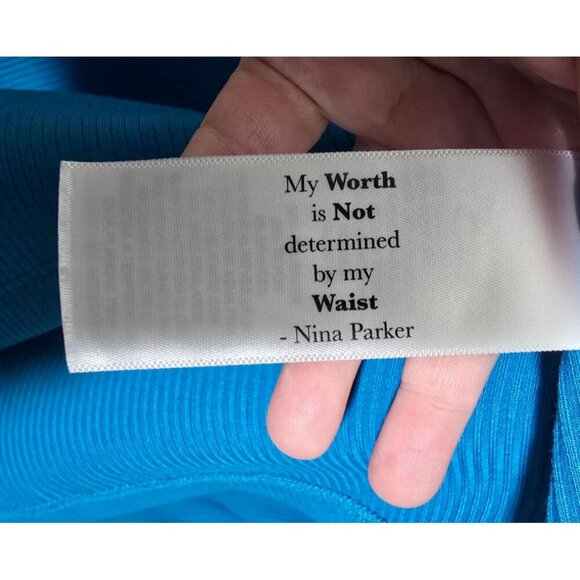 Nina Parker Midi Dress 2X Blue Cut Out Stretch Ribbed Ruched Short Sleeve Casual - Picture 11 of 16